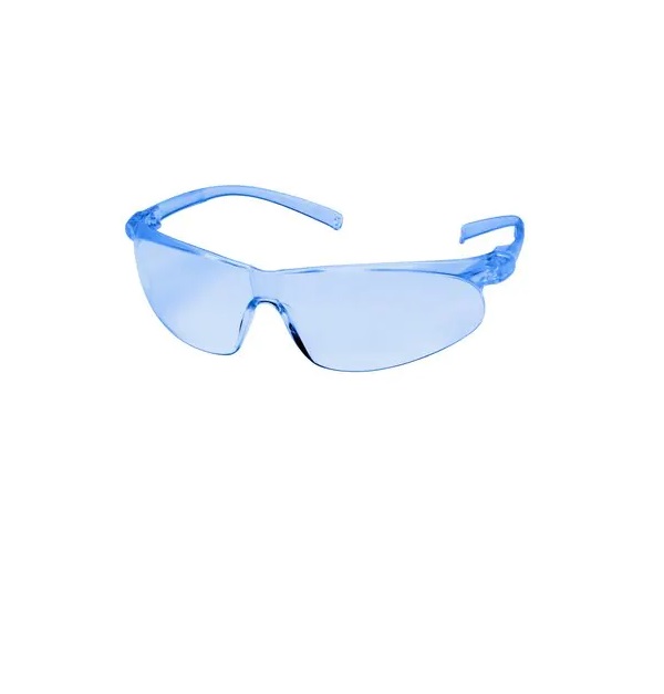 GLASSES, POLY, BLUE LENS WRAP AROUND FRAME - Tinted Lens